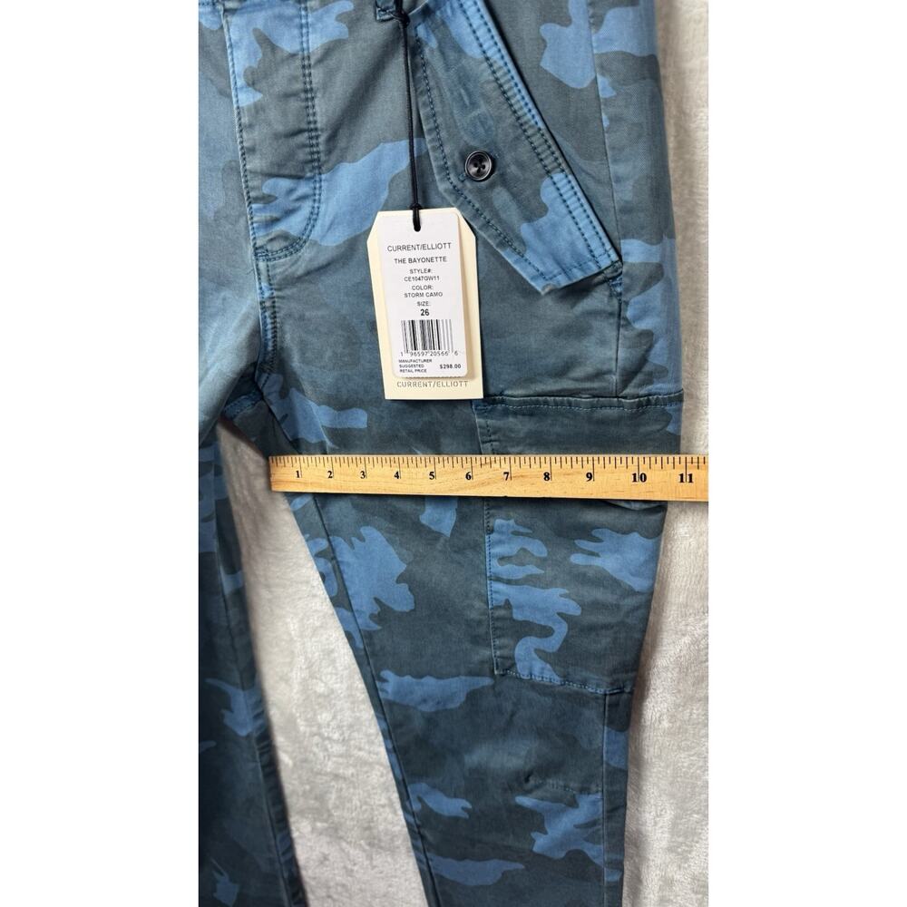 Current Elliott NEW The Bayonette Cargo Pant Jean Women 26 Blue Storm Camo Ankle - Picture 9 of 13
